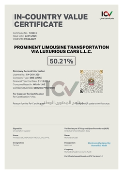 Prominent Limousine ICV Certific