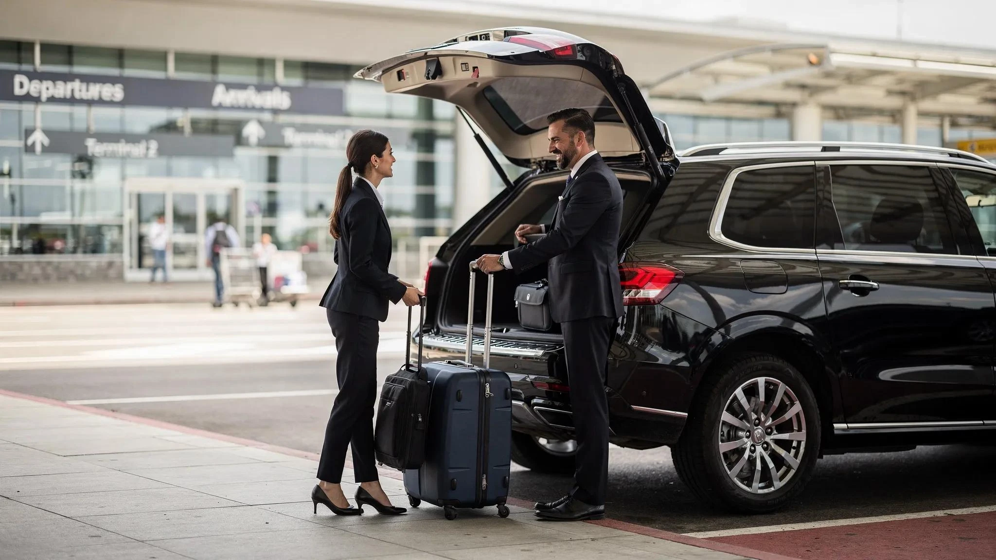 Abu Dhabi airport transfer for wedding guests with luggage.